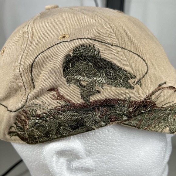 DriDuck Tan Green Embroidered Walleye Fishing Hunting Outdoors Baseball Hat Cap - Picture 6 of 9